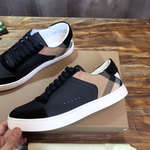 Burberry Leather, Suede and House Check Cotton Sneakers - BS11