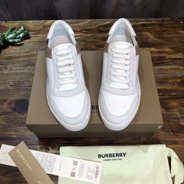 Burberry Leather, Suede and House Check Cotton Sneakers - BS12