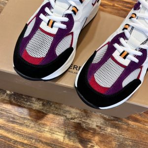 Burberry Logo Print Leather, Suede and Mesh Sneakers – BS25