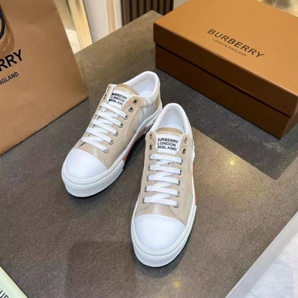 Burberry Vintage Check Cotton, Mesh and Leather Sneakers – BS18