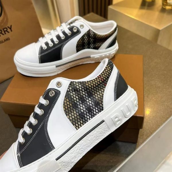 Burberry Vintage Check Cotton, Mesh and Leather Sneakers – BS19