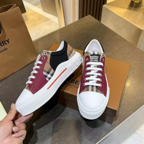 Burberry Vintage Check Cotton, Mesh and Leather Sneakers – BS20