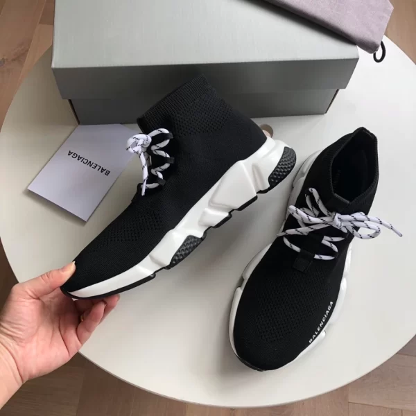 Balenciaga Speed Lace-Up Sneaker in Black Knit - GS51