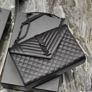 Saint Laurent Envelope Large in Quilted Grain de Poudre Embossed Leather Bag - YSL41