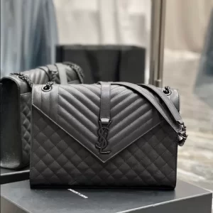 Saint Laurent Envelope Large in Quilted Grain de Poudre Embossed Leather Bag - YSL41