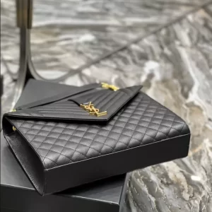 Saint Laurent Envelope Large in Quilted Grain de Poudre Embossed Leather Bag - YSL42