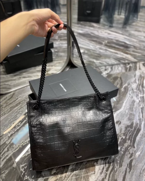 Saint Laurent Niki Medium Shopping Bag in Crocodile-Embossed Leather - YST15