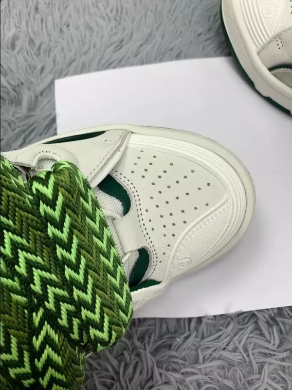 Lanvin Leather Curb Sneaker in White and Green - LV02