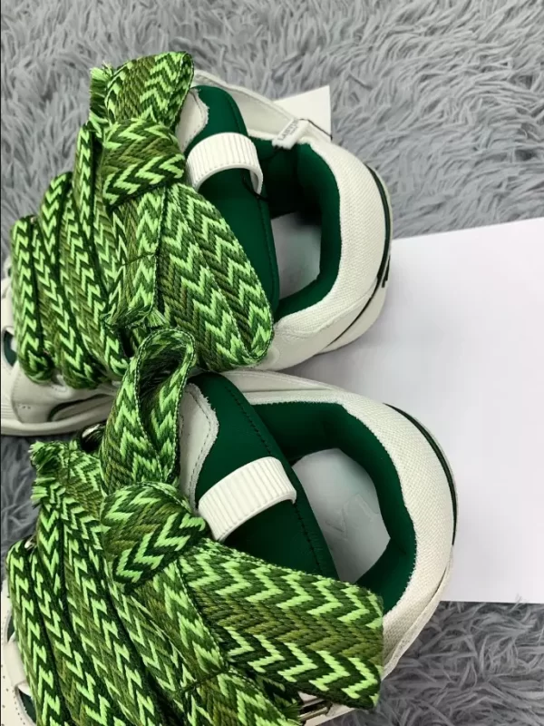 Lanvin Leather Curb Sneaker in White and Green - LV02