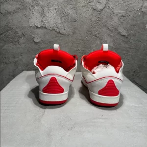 Lanvin Leather Curb Sneaker in White and Red - LV01