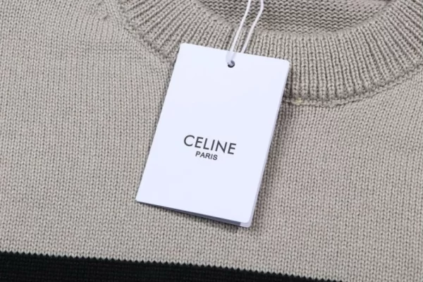 Celine Striped Triomphe Crew Neck Sweater In Wool - HC01