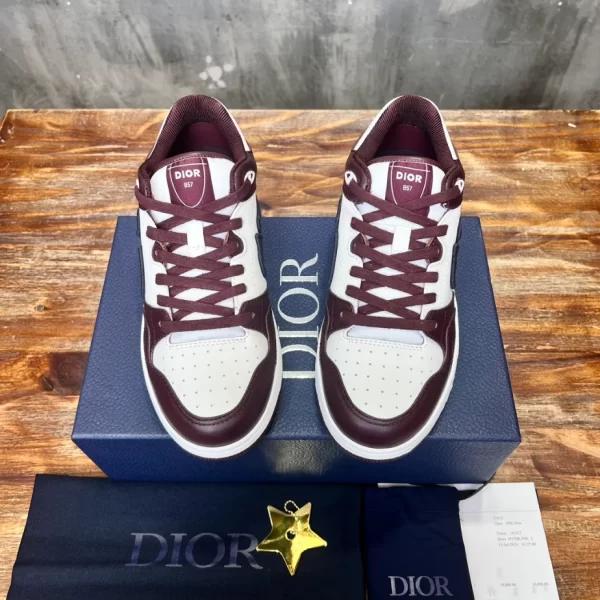 Dior B57 Low-Top Sneaker Burgundy and White Smooth Calfskin - DS105