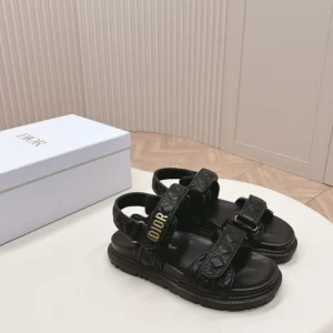 Dioract Sandal Black Quilted Cannage Calfskin - SD01