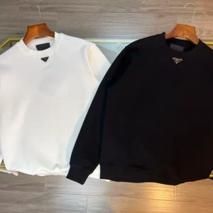 Prada Oversized Cotton Sweatshirt With Triangle Logo - HP16