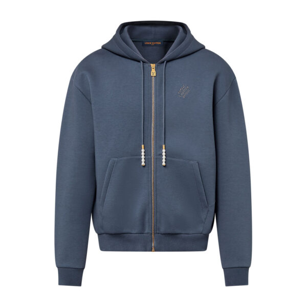 LV Embroidered Jersey Zip Through Hoodie - HL48