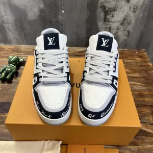 Louis Vuitton Trainer Sneaker White and Blue - LS222