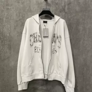 Balenciaga Champs-elysées Zip-up Hoodie Regular Fit in White - HB30