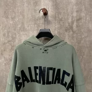 Balenciaga New Tape Type Ripped Pocket Hoodie Large Fit - HB23