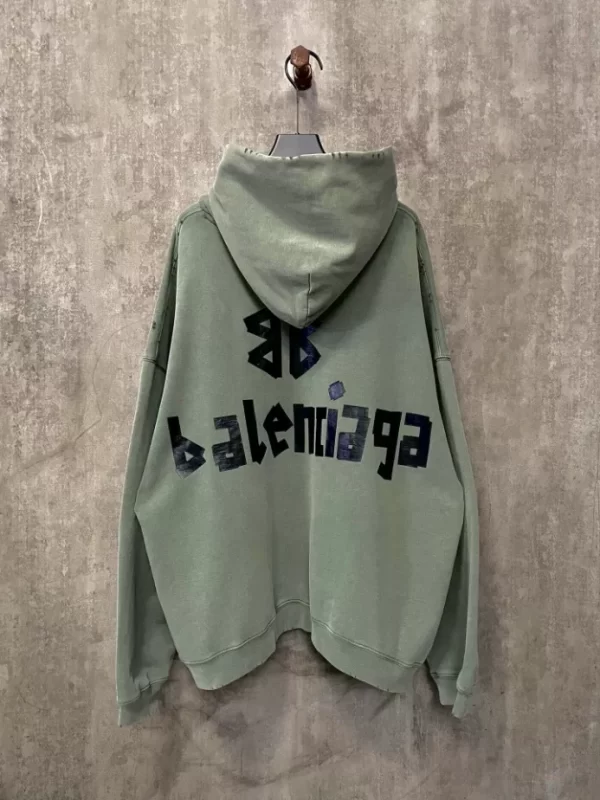 Balenciaga New Tape Type Ripped Pocket Hoodie Large Fit - HB23