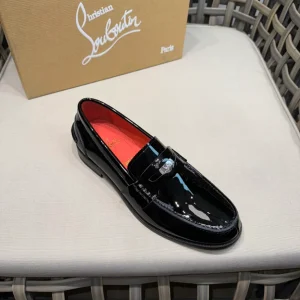 Christian Louboutin Penny Flat Black Patent Loafers - CL11