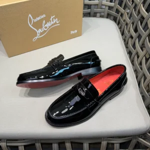 Christian Louboutin Penny Flat Black Patent Loafers - CL11